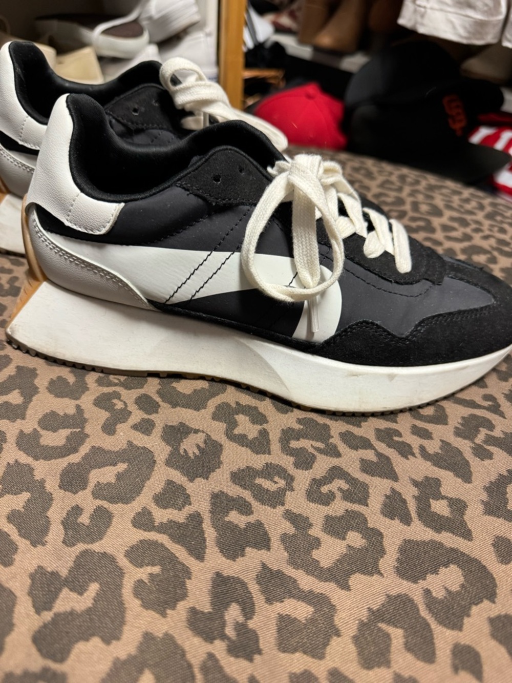 Steve Madden Black and White Retro Runner Sneakers
